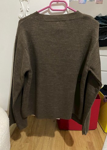 Gri Kadın Örgü Yün Kazak - Görsel 3