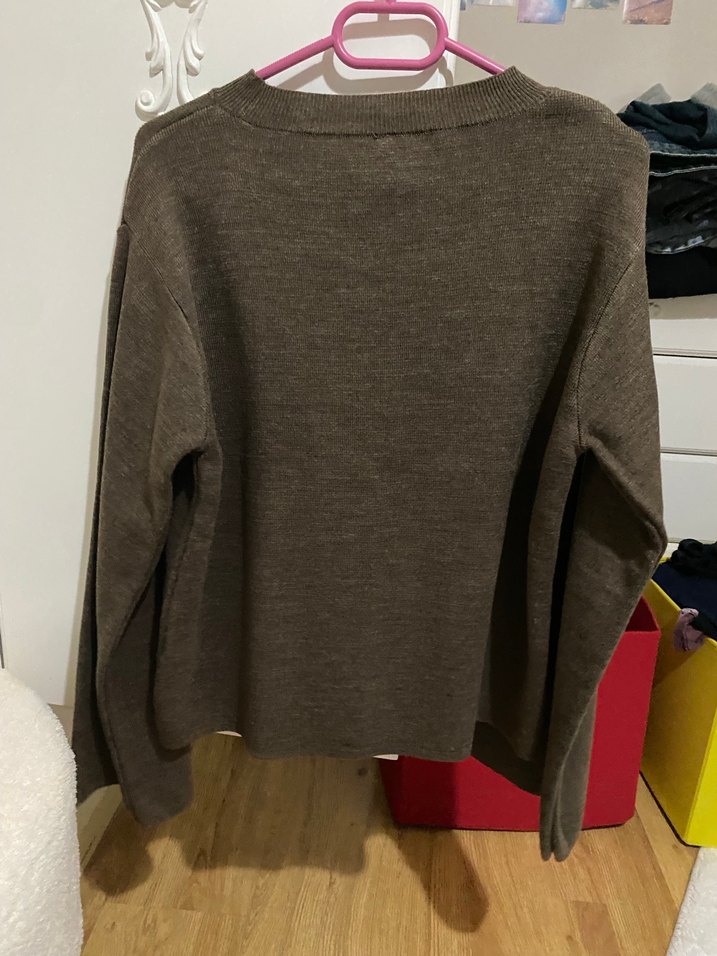 Gri Kadın Örgü Yün Kazak - Görsel 3