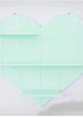 Turkuaz Pastel Kalp Şekilli Çocuk Rafı - Görsel 3