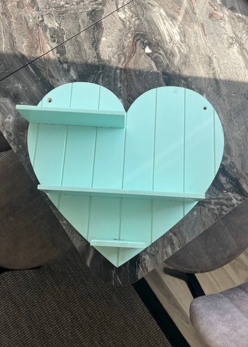 Turkuaz Pastel Kalp Şekilli Çocuk Rafı - Görsel 2