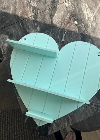 Turkuaz Pastel Kalp Şekilli Çocuk Rafı - Görsel 4