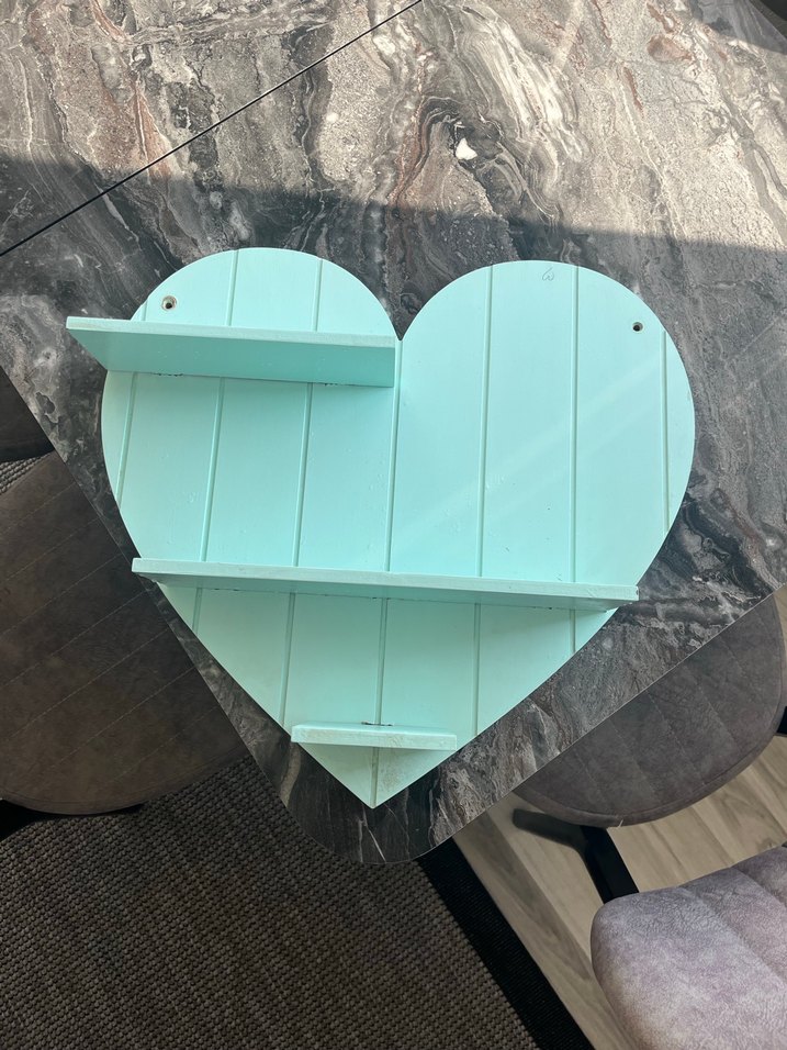 Turkuaz Pastel Kalp Şekilli Çocuk Rafı - Görsel 2
