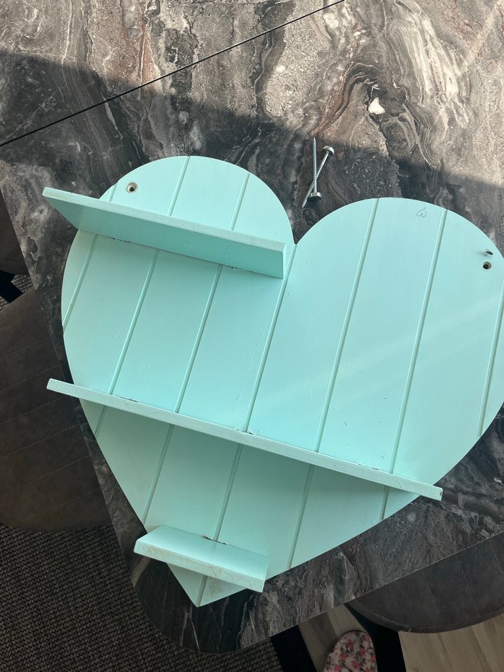 Turkuaz Pastel Kalp Şekilli Çocuk Rafı - Görsel 4