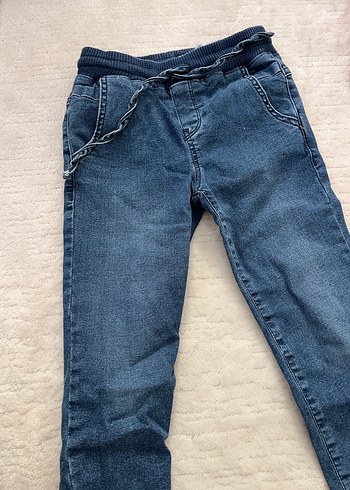 Erkek Çocuk Gri Mavi Bol Kesim Denim Pantolon