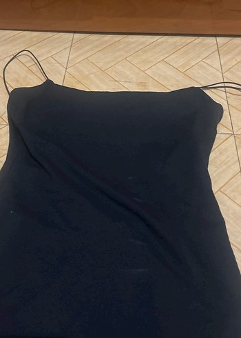 Drapeli Siyah Uzun elbise - Görsel 3