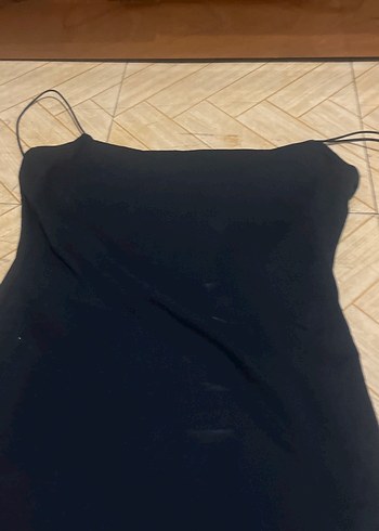 Drapeli Siyah Uzun elbise - Görsel 4