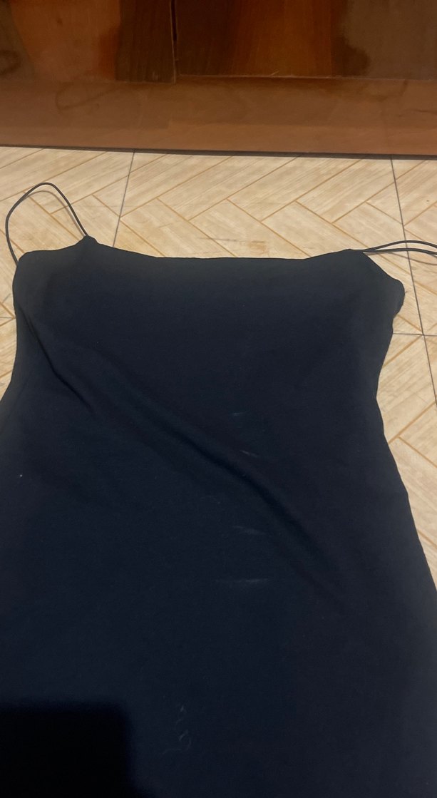 Drapeli Siyah Uzun elbise - Görsel 3