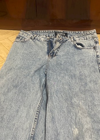 Gri Yıkamalı Bol Kesim Kadın Midi Kot Pantolon - Görsel 3