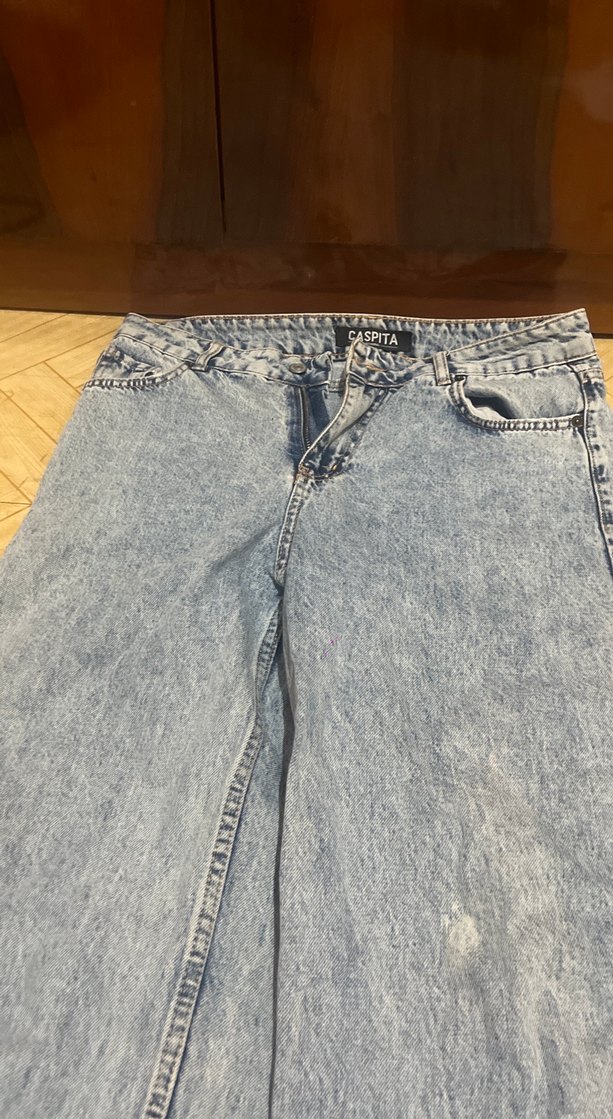 Gri Yıkamalı Bol Kesim Kadın Midi Kot Pantolon - Görsel 3