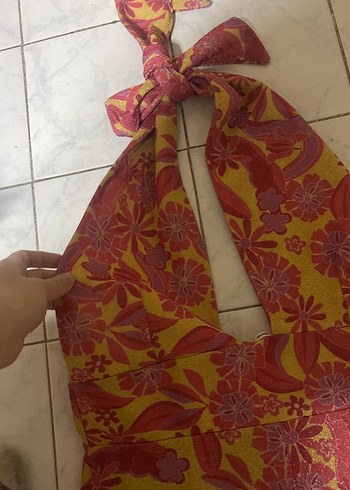 Bohem Çok Renkli Uzun Tulum sirti acik - Görsel 3