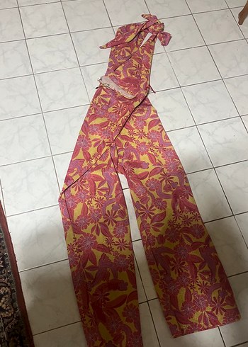 Bohem Çok Renkli Uzun Tulum sirti acik - Görsel 5