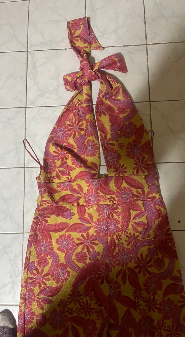 Bohem Çok Renkli Uzun Tulum sirti acik - Görsel 2