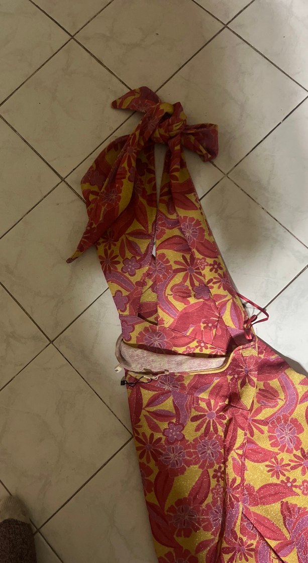 Bohem Çok Renkli Uzun Tulum sirti acik - Görsel 4