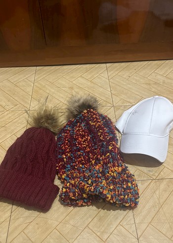 Renkli ve Bordo Örgü Kadın Bere - Görsel 2