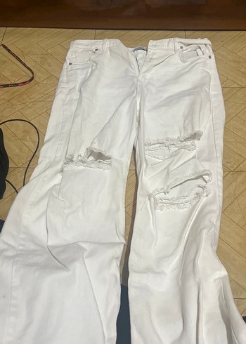 Beyaz Kemerli Rahat Kesim Keten Kadın Pantolon - Görsel 2