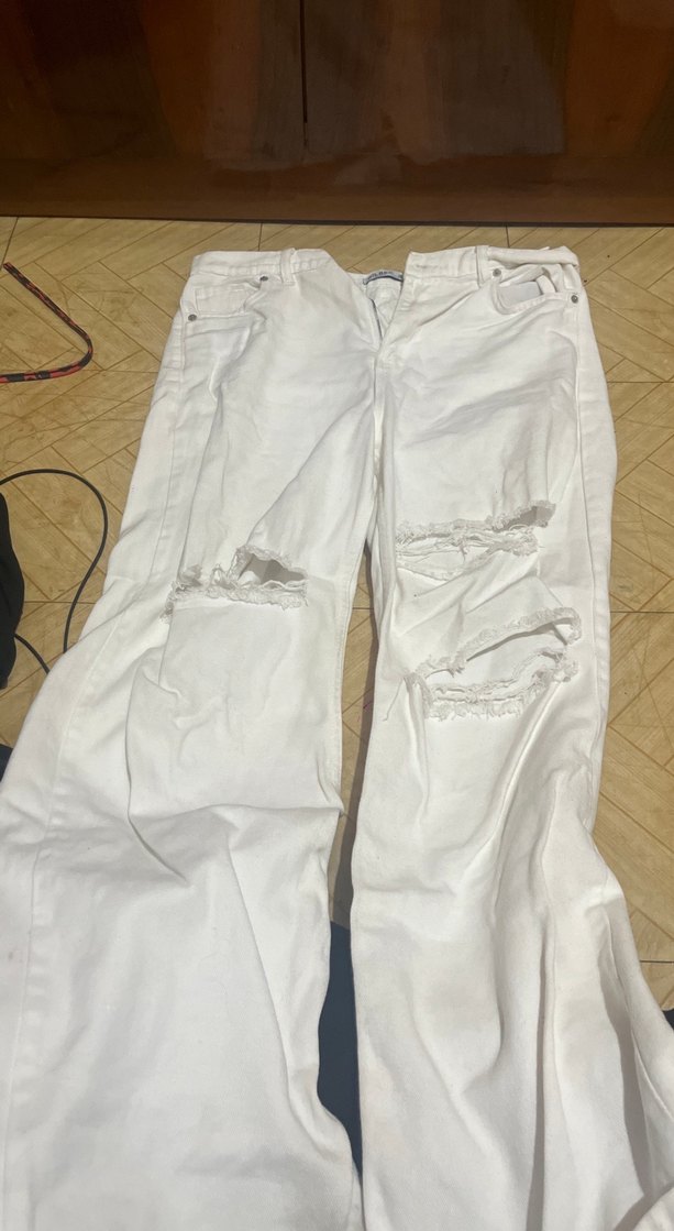 Beyaz Kemerli Rahat Kesim Keten Kadın Pantolon - Görsel 2