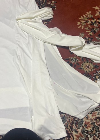 Beyaz Drapeli Straplez Uzun Kadın elbise - Görsel 2