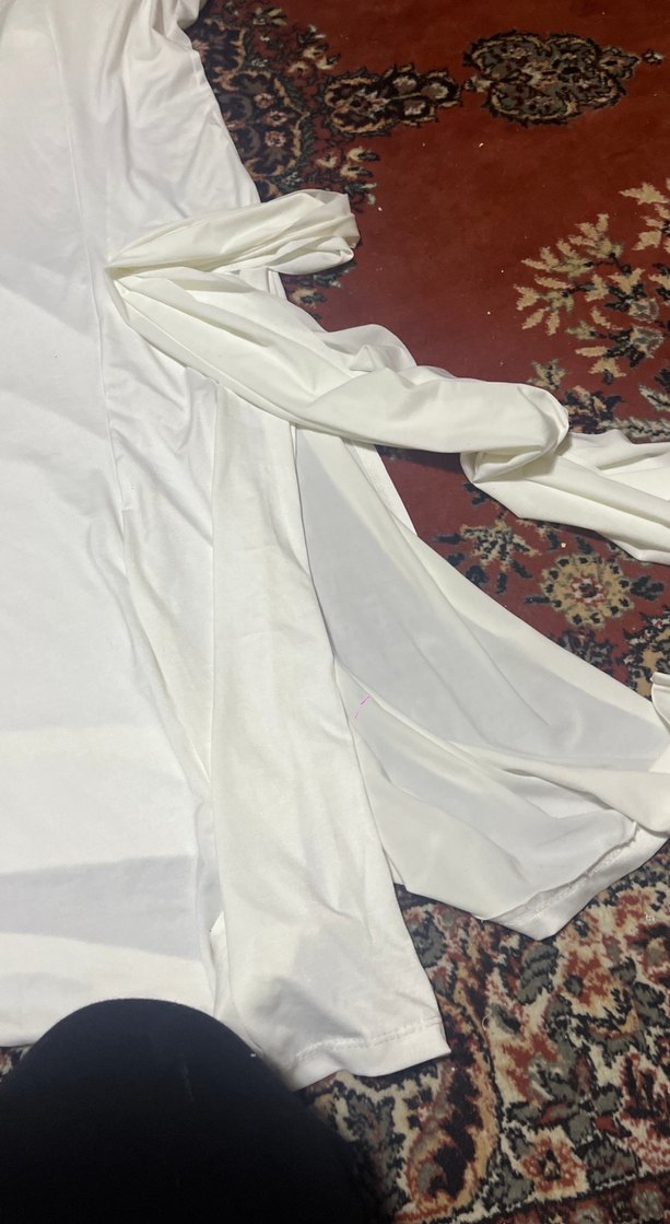 Beyaz Drapeli Straplez Uzun Kadın elbise - Görsel 2