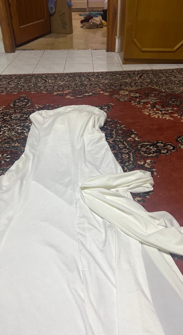 Beyaz Drapeli Straplez Uzun Kadın elbise - Görsel 4