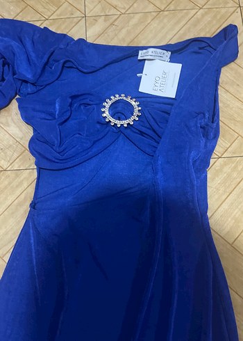 Mavi Drapeli Uzun Abiye Elbise - Görsel 3