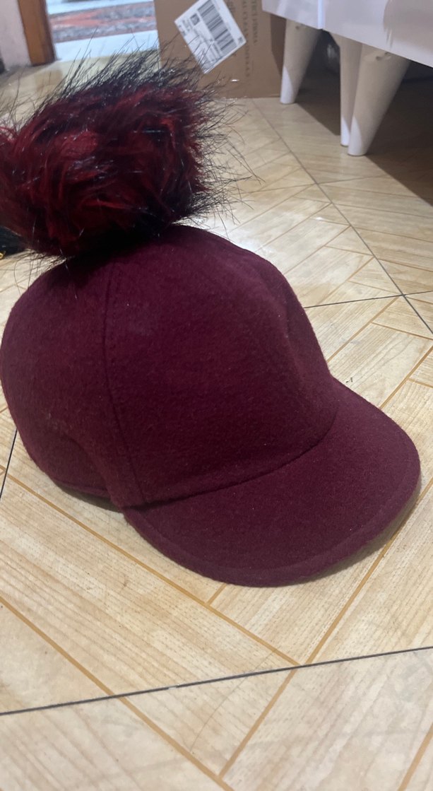 Bordo Yün Kadın Şapka Kürk Detaylı - Görsel 2