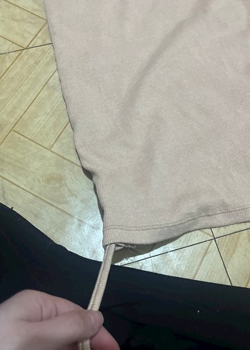 Bej V Yaka Uzun Triko Kadın Elbise - Görsel 5