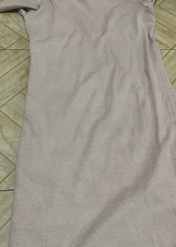 Bej V Yaka Uzun Triko Kadın Elbise - Görsel 4