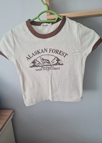 Kız Çocuk Bej Baskılı Kısa Kollu Tişört