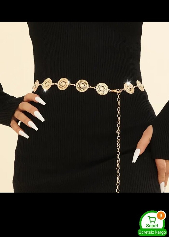 ALTIN RENKLİ METAL ZİNCİR KEMER - Görsel 3