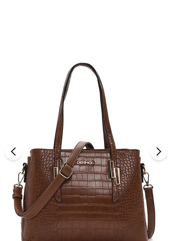 Derimod taba rengi Krokodil Desenli Kadın Çanta.HİÇ KULLANILMADI - Görsel 5