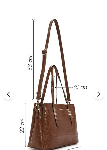 Derimod taba rengi Krokodil Desenli Kadın Çanta.HİÇ KULLANILMADI - Görsel 6