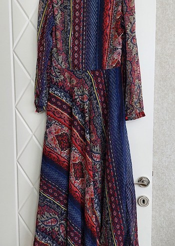 Bohem Desenli Uzun Kollu Kadın Elbise - Görsel 2