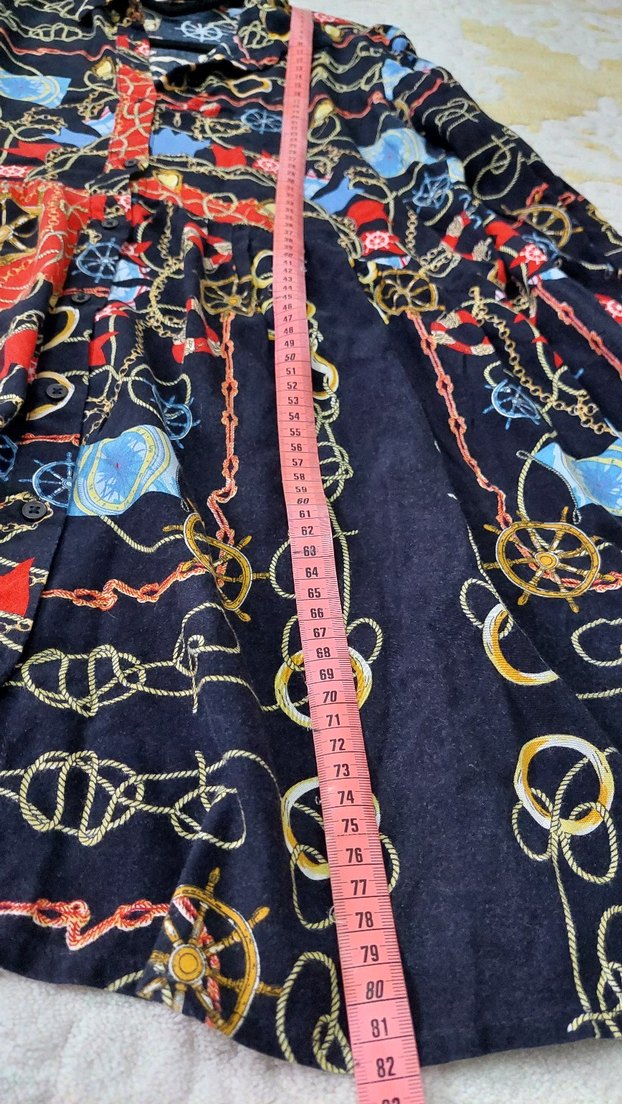 Renkli Zincir Desenli Uzun Kollu Bohem Tunik  şifon elbise - Görsel 4