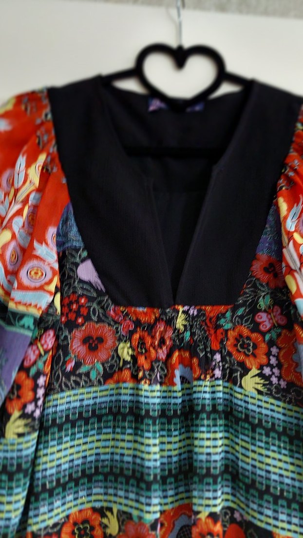 Desenli Bohem V Yaka şifon Elbise - Görsel 2