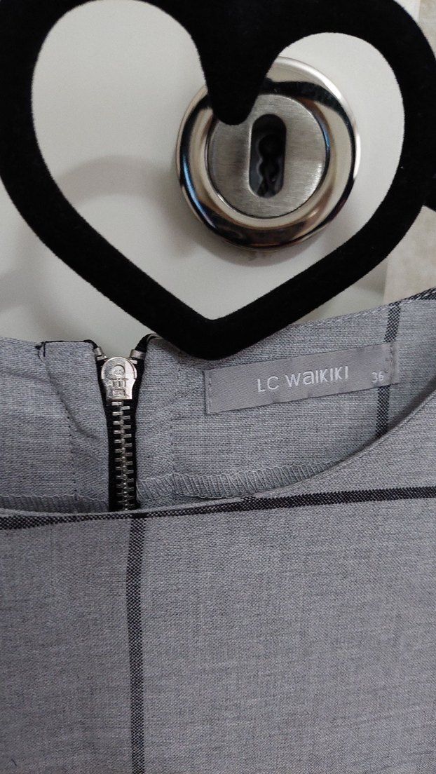 Gri Kareli Midi Kalem Elbise - Görsel 3