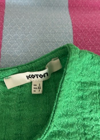 Koton Koton Yeşil Keten Volanlı Elbise