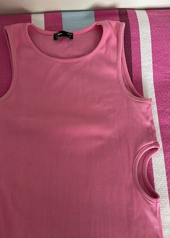Defacto Kolsuz Pembe ElbiseYan Yırtmaçlı