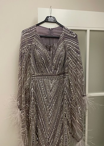 Gri İşlemeli Uzun Abiye Elbise - Görsel 9