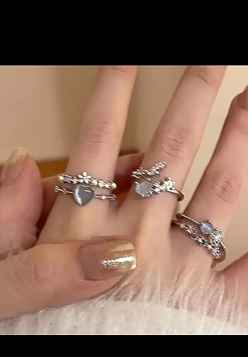 sheinside MAVİ RENKLİ TAŞLI YÜZÜK