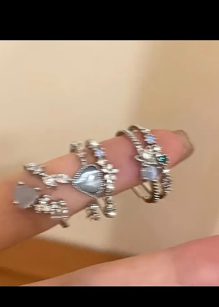 sheinside MAVİ RENKLİ TAŞLI YÜZÜK - Görsel 2