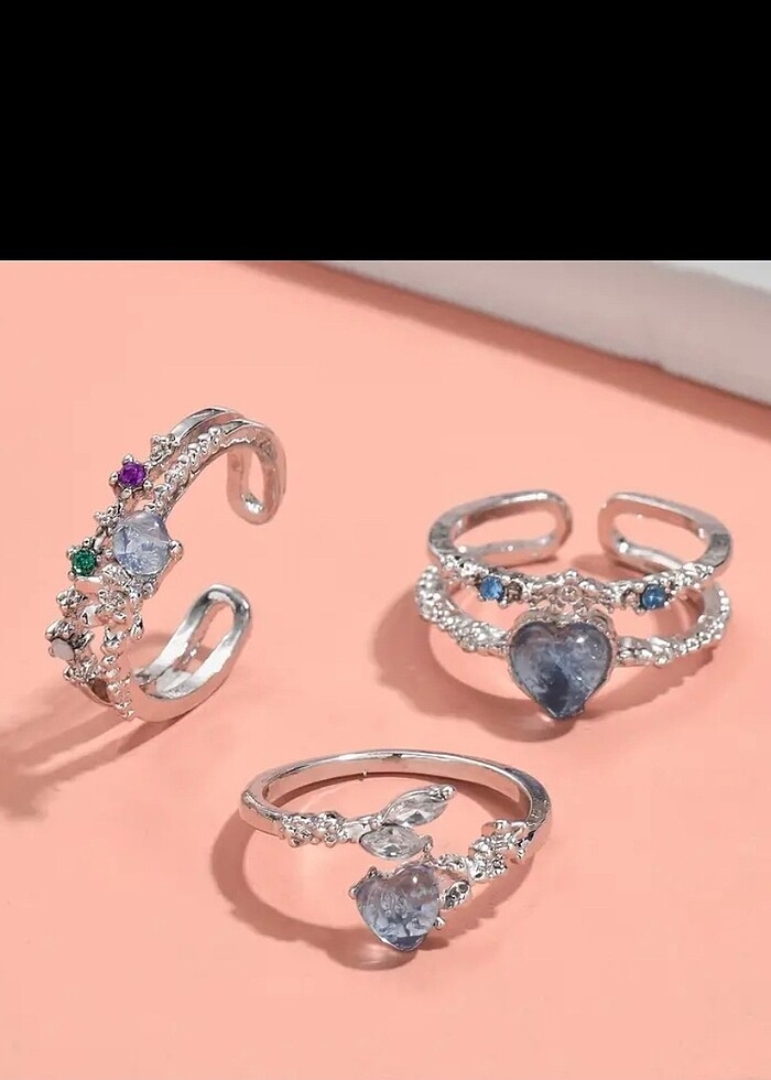 sheinside MAVİ RENKLİ TAŞLI YÜZÜK - Görsel 4