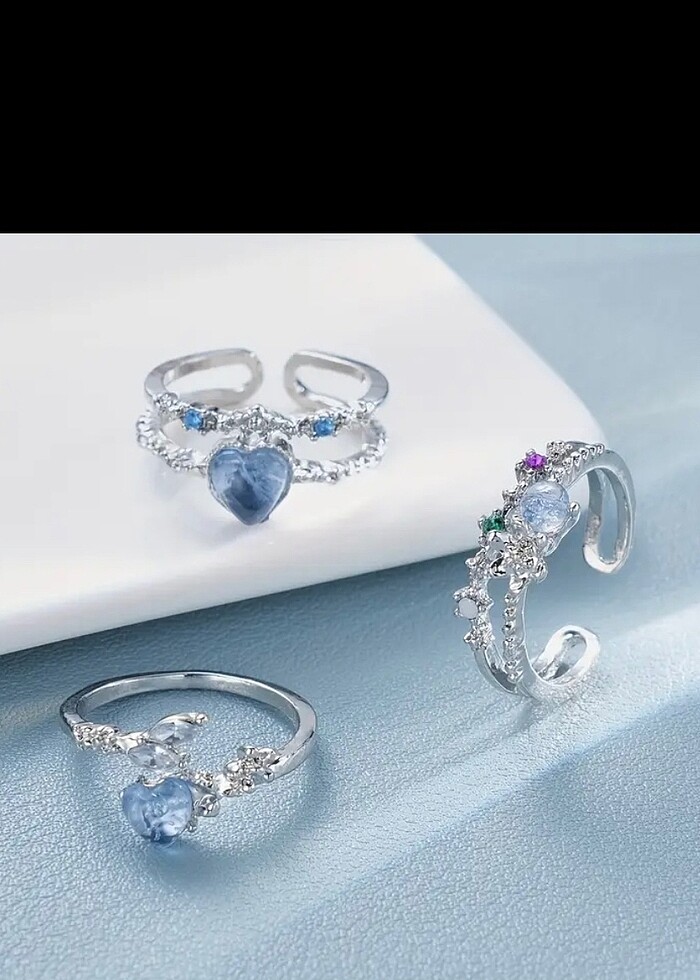 sheinside MAVİ RENKLİ TAŞLI YÜZÜK - Görsel 3