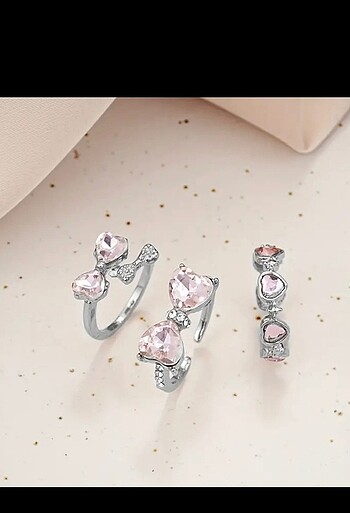 sheinside PEMBE RENKLİ TAŞLI YÜZÜK - Görsel 3