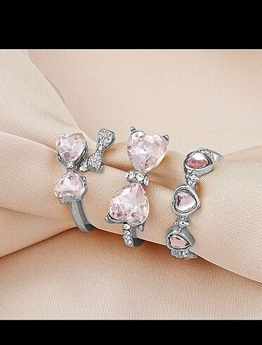 sheinside PEMBE RENKLİ TAŞLI YÜZÜK - Görsel 2