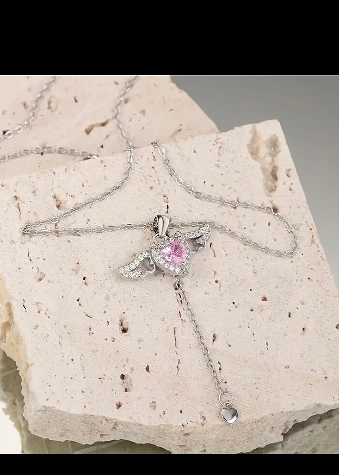 sheinside PEMBE KALPLİ TAŞLI KOLYE - Görsel 4