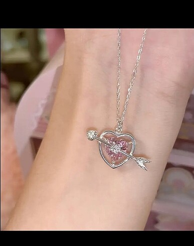 sheinside PEMBE TAŞLI KALPLİ KOLYE - Görsel 5