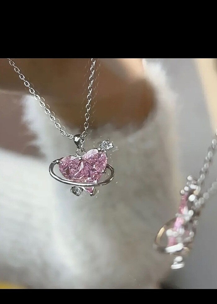 sheinside pembe kalpli taşlı kolye - Görsel 3