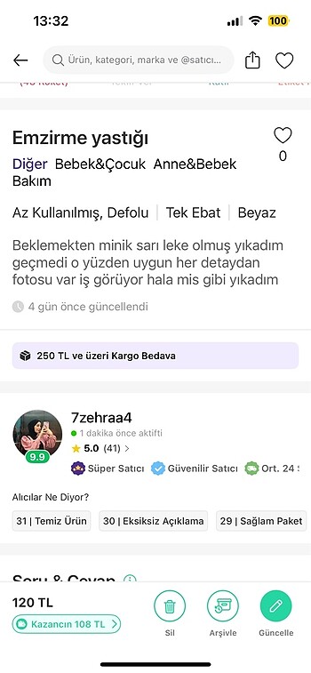  Beden Emzirme yastığı