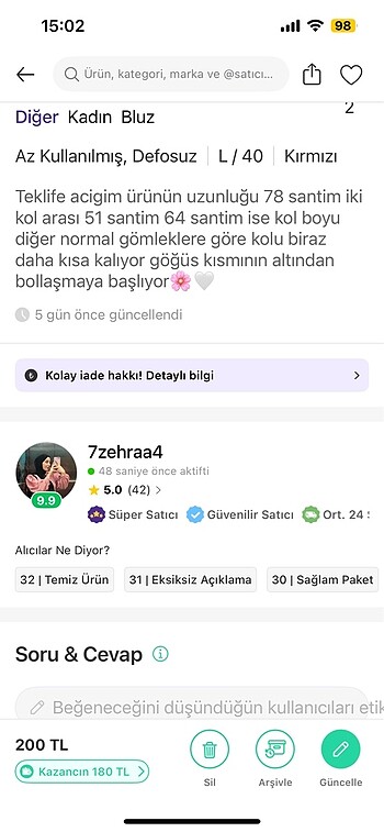 l Beden Kareli gömlek