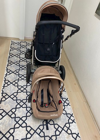 Diğer Beden Koyu Kahverengi Bebek Arabası ve Taşıma Koltuğu